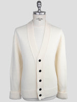 Kiton Knt White Virgin Wool Sweater Cardigan