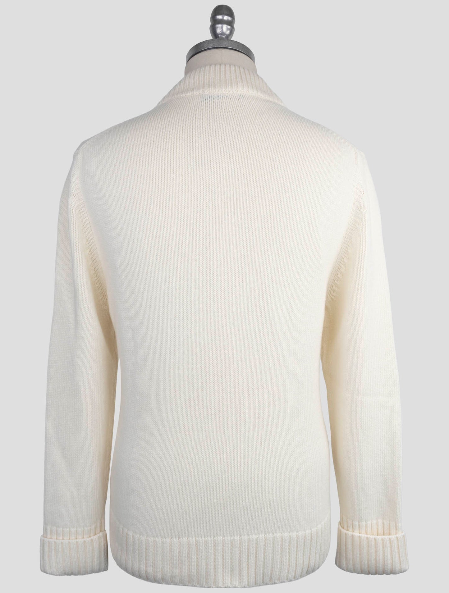 Kiton Knt White Virgin Wool Sweater Cardigan