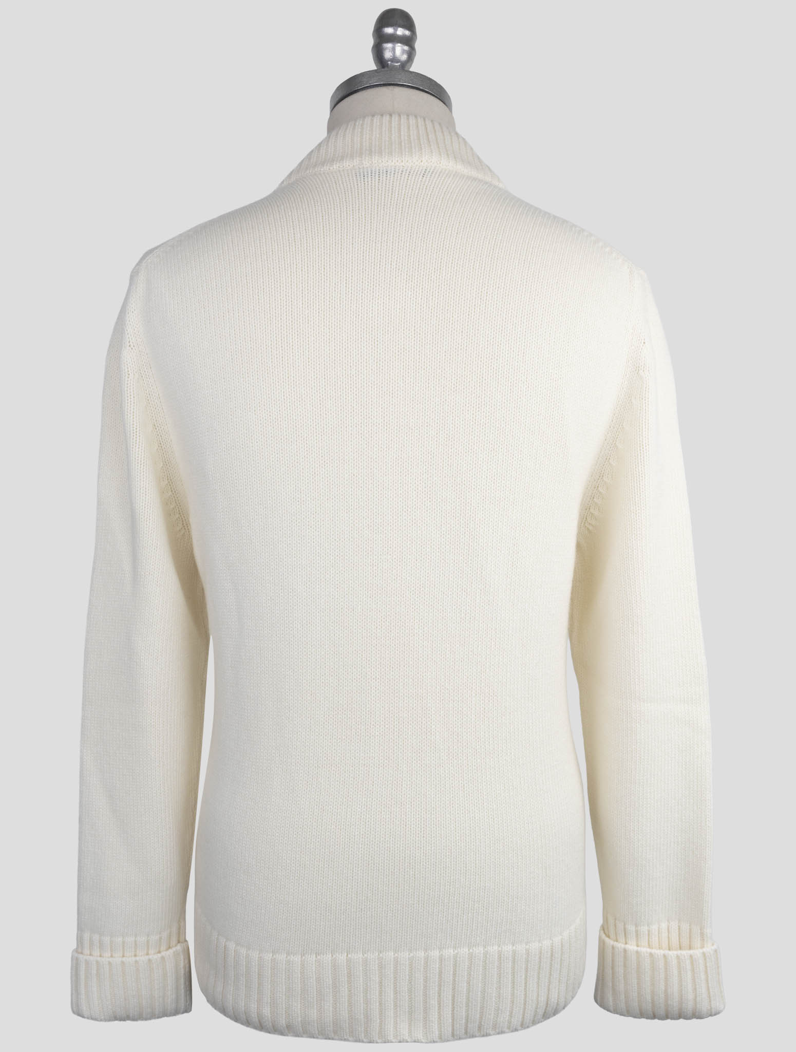 Kiton Knt White Virgin Wool Sweater Cardigan