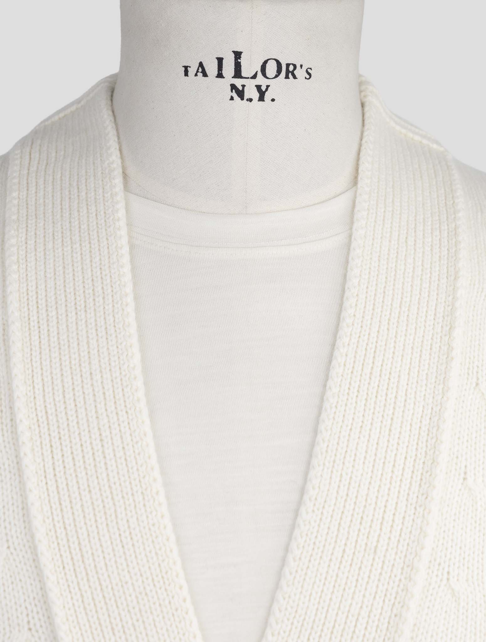 Kiton Knt White Virgin Wool Sweater Cardigan