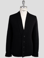 Kiton Knt Black Virgin Wool Sweater Cardigan