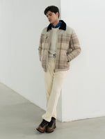 Kiton Beige Cashmere Wool Leather Coat