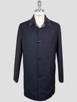 Kiton Gray Blue Wool Pa Reverse Overcoat