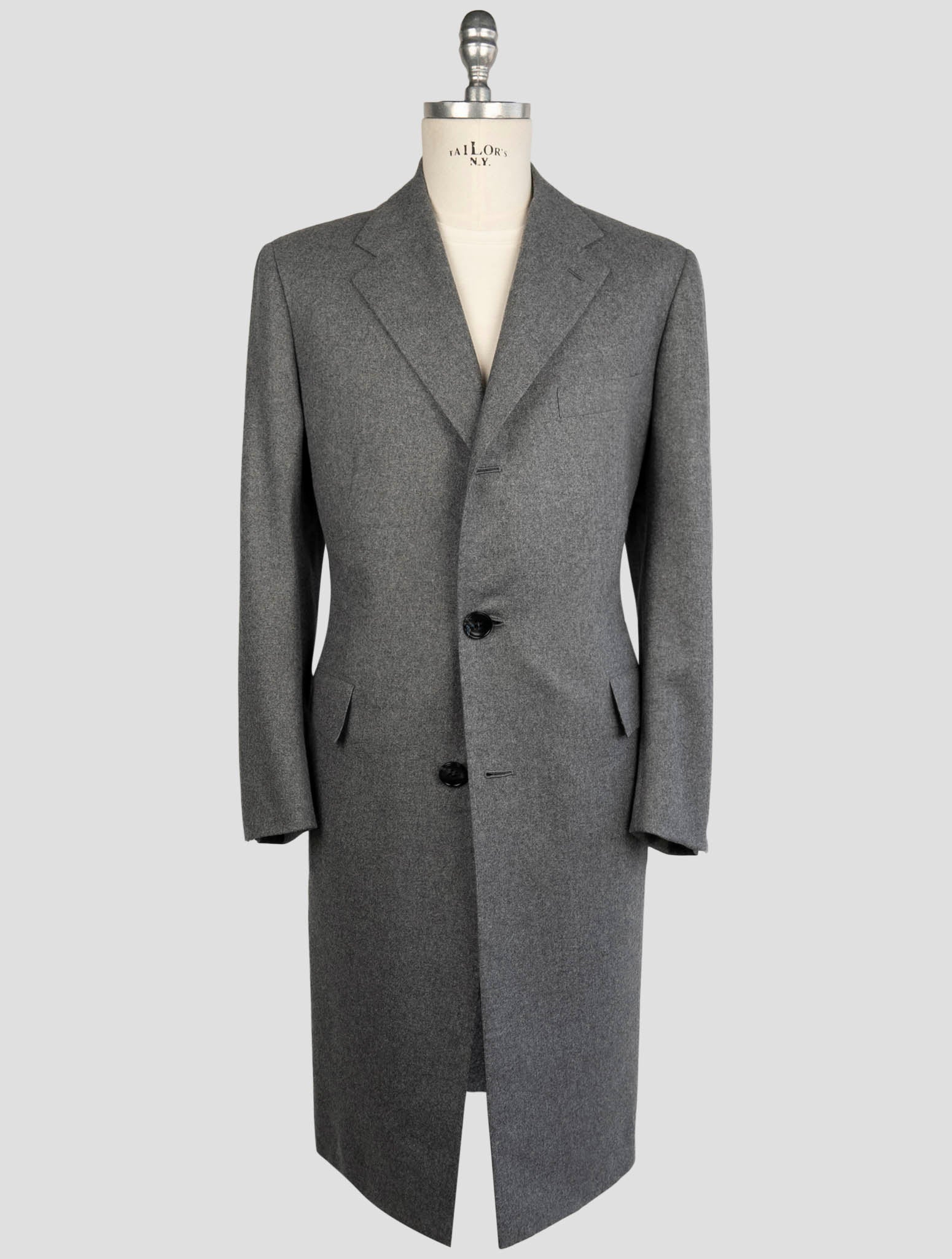 Kiton Gray Cashmere Pa Ea Overcoat