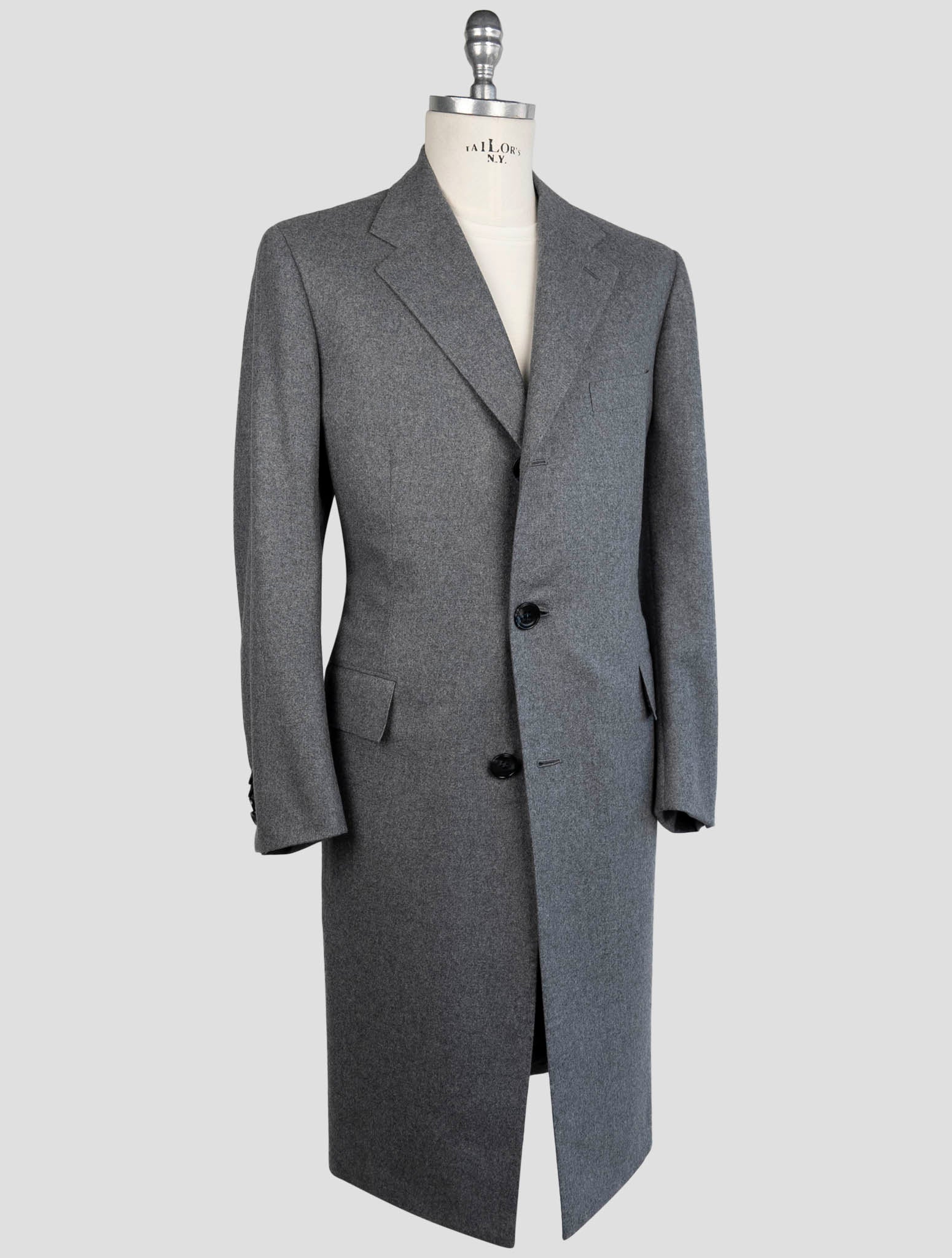 Kiton Gray Cashmere Pa Ea Overcoat