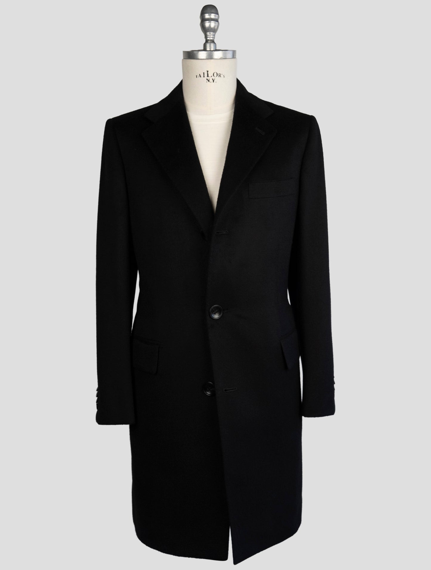 Kiton Black Cashmere Overcoat