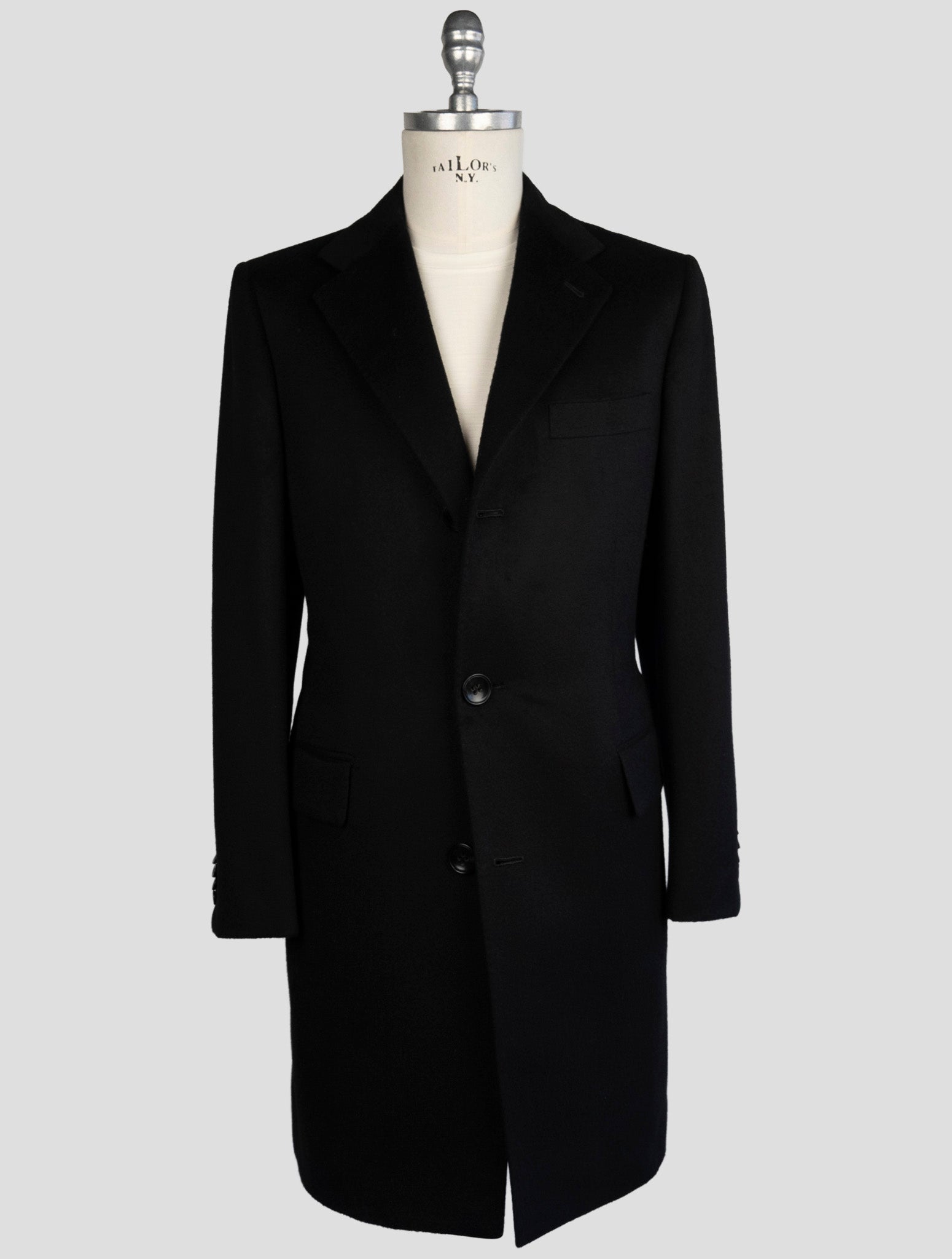 Kiton Black Cashmere Overcoat