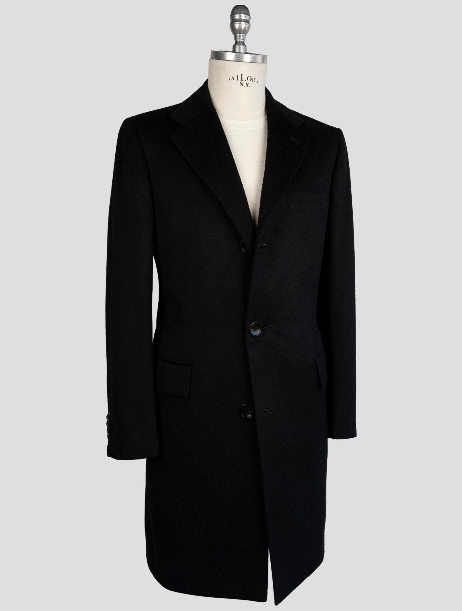 Kiton Black Cashmere Overcoat