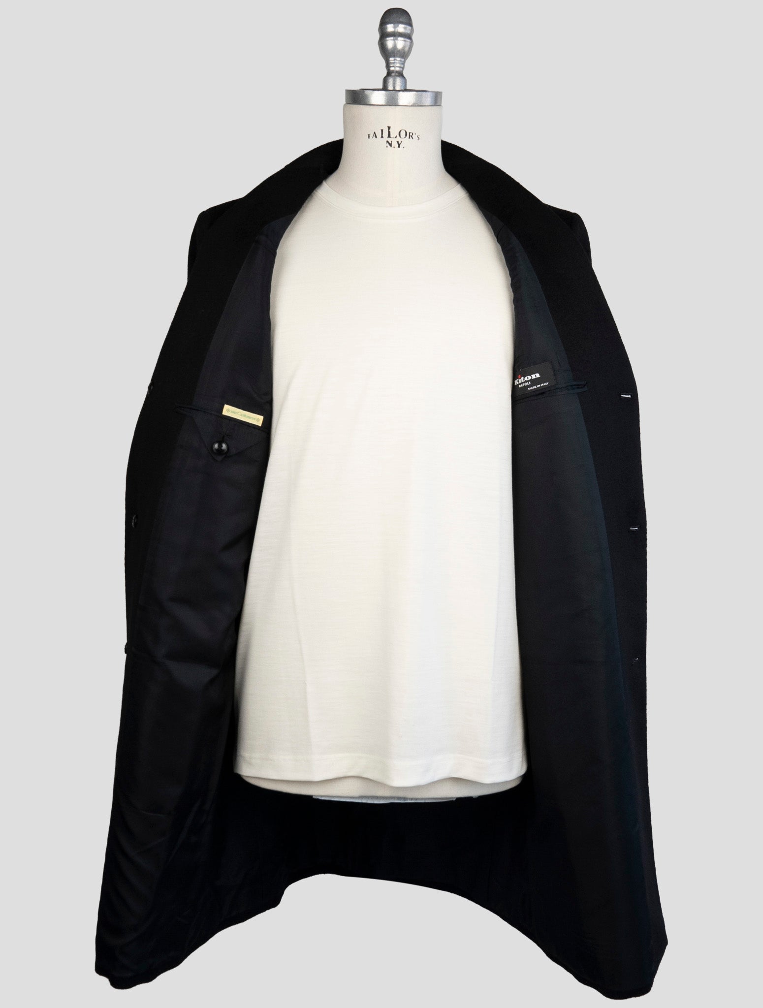Kiton Black Cashmere Overcoat