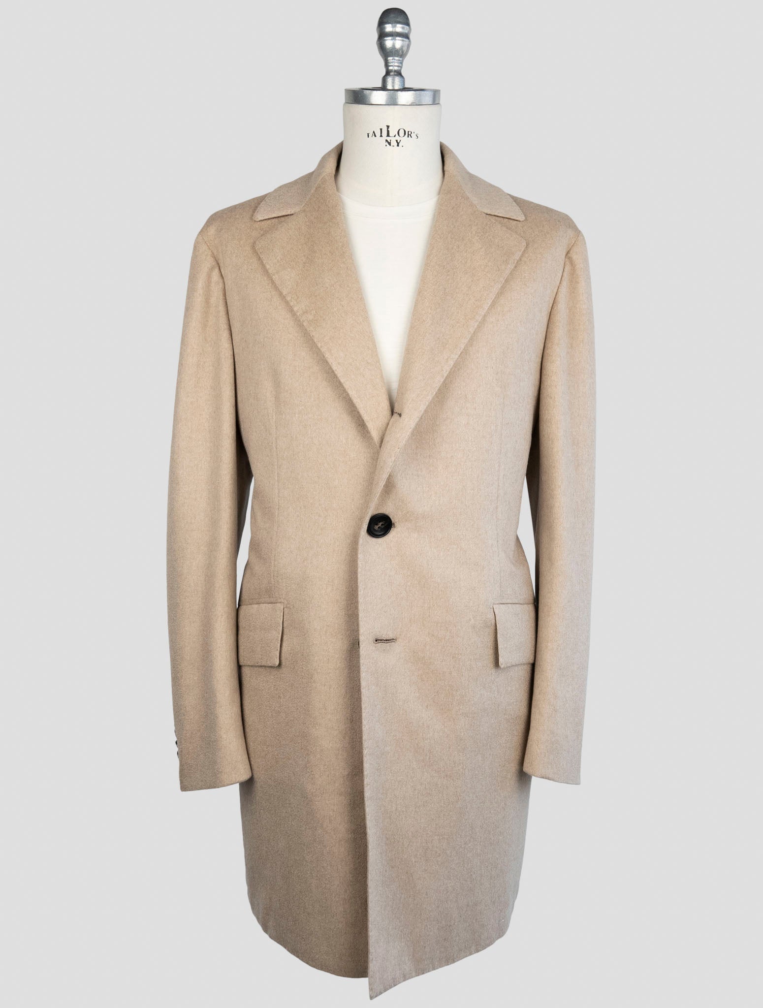 Kiton Beige Cashmere Overcoat