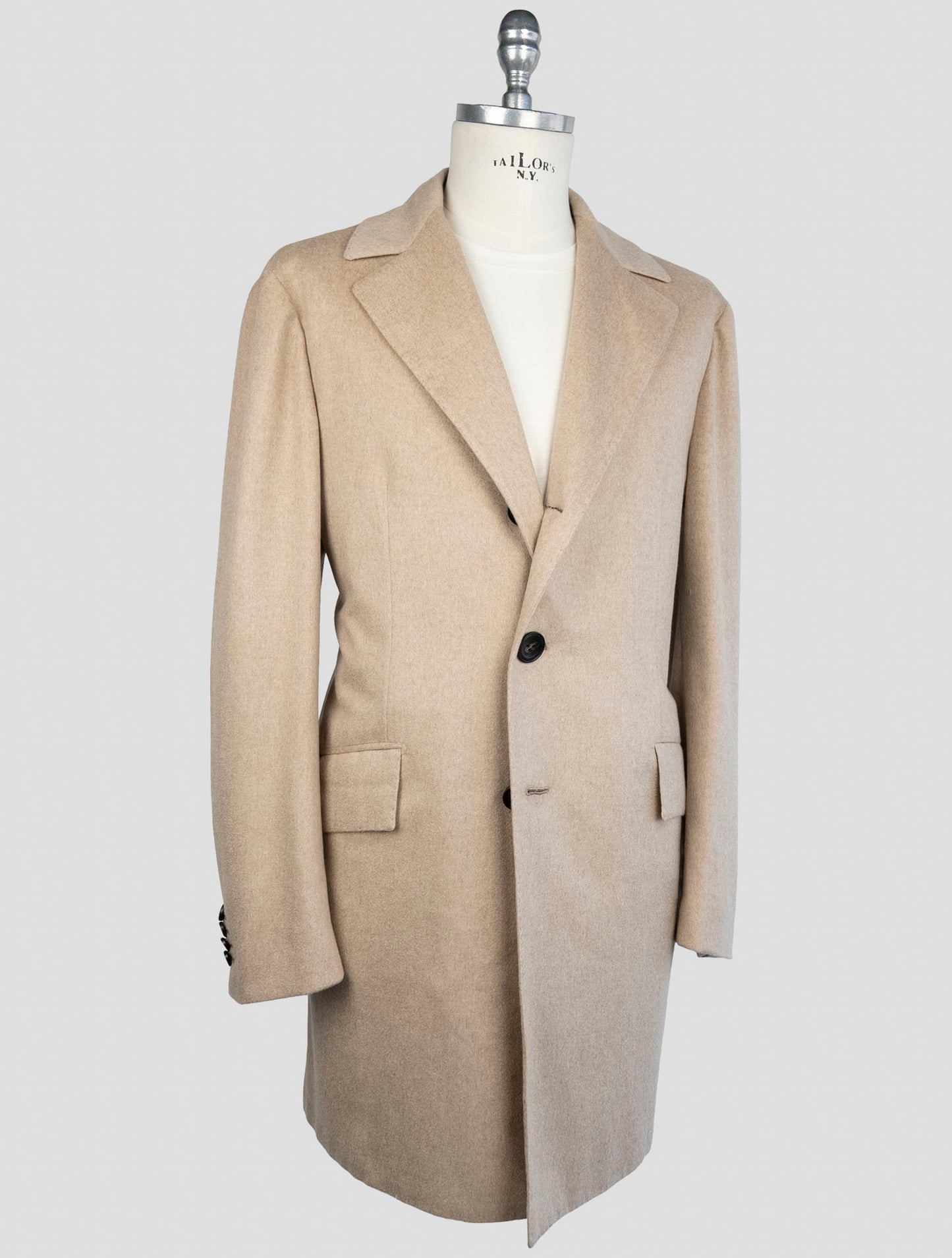 Kiton Beige Cashmere Overcoat