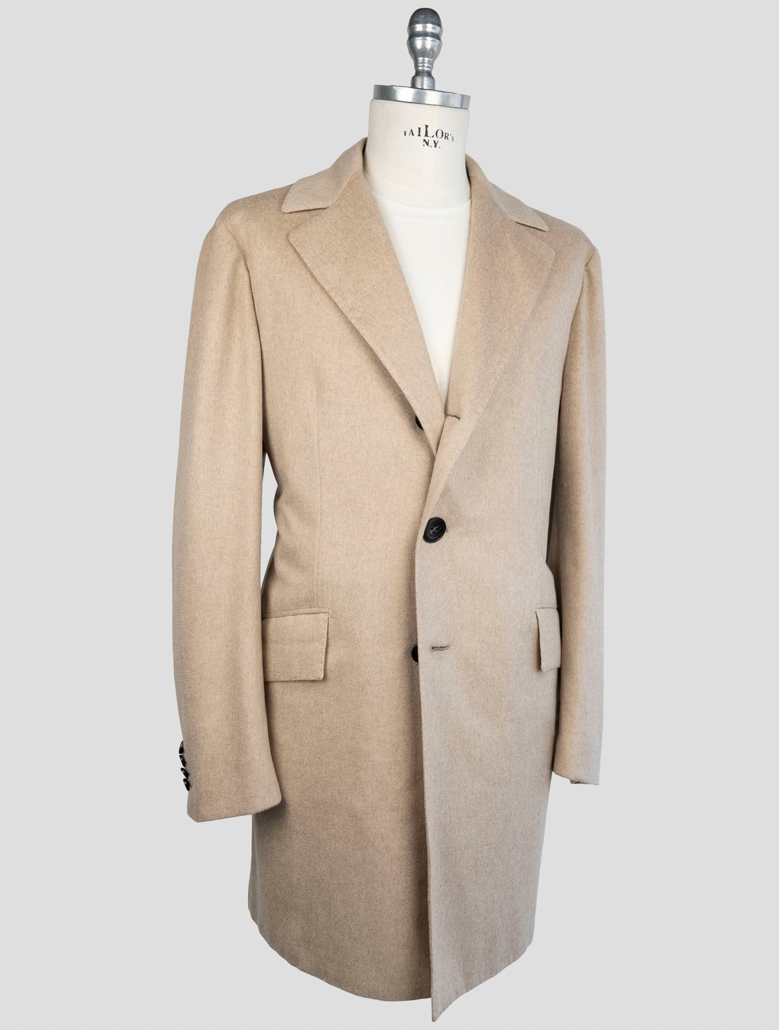 Kiton Beige Cashmere Overcoat