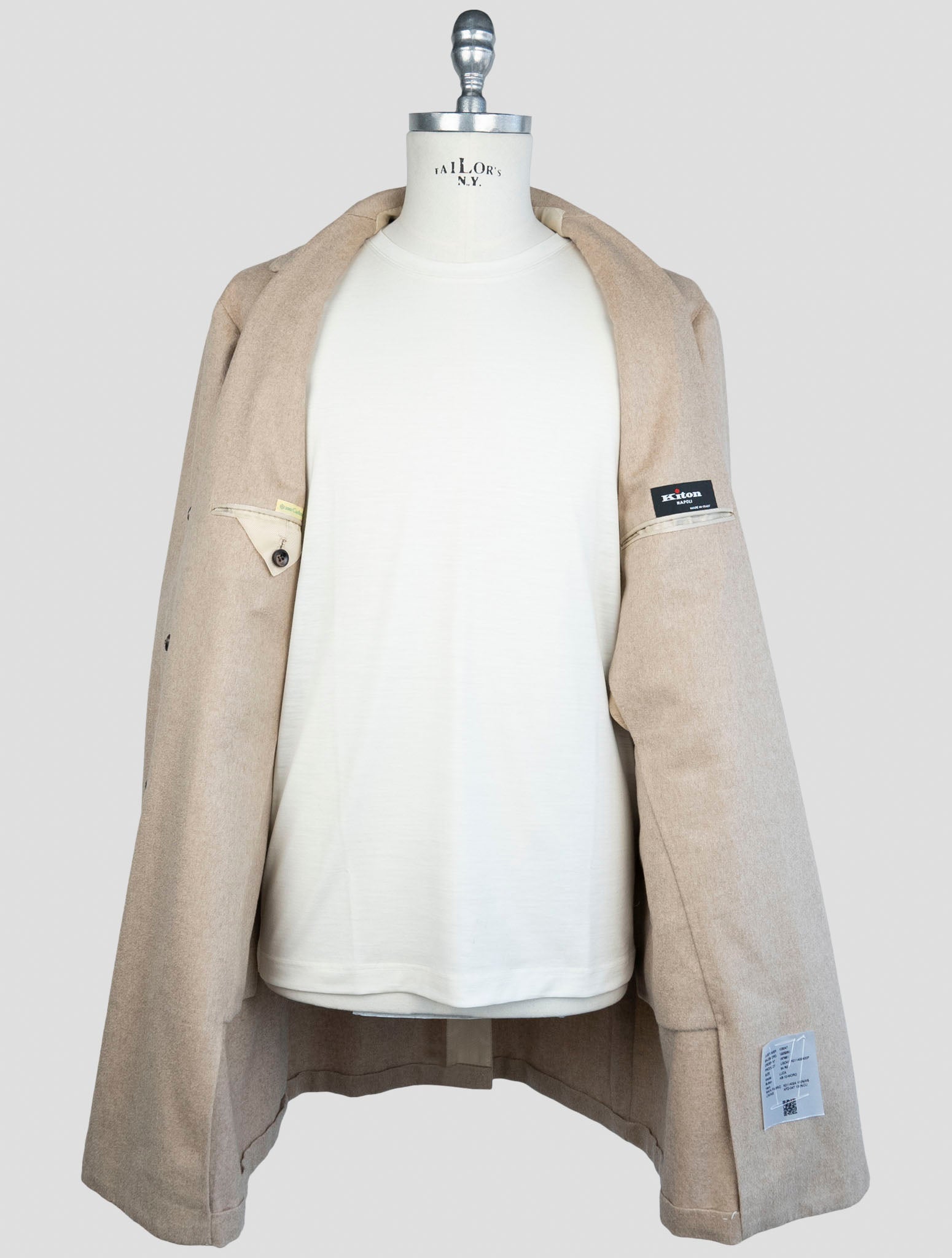 Kiton Beige Cashmere Overcoat