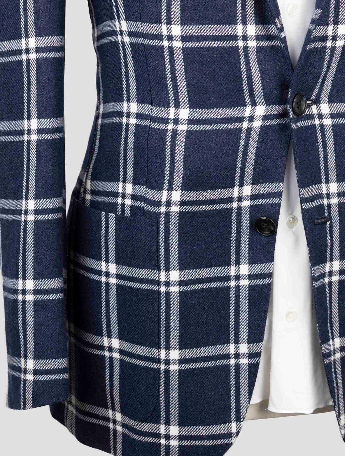 Kiton Blue Linen Cashmere Blazer