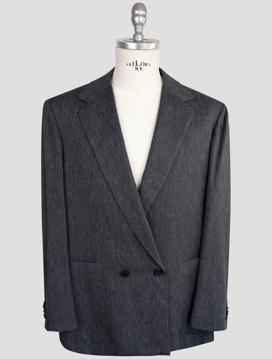 Kiton Knt Blue Virgin Wool Cashmere Silk Pa Linen Ea Double Breasted Suit