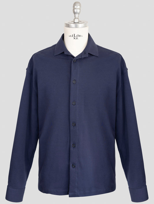kiton Knt Blue Cotton Ea Overshirt