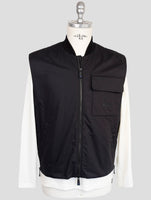 Kiton Knt Black Cotton Coat Gilet