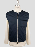 Kiton Knt Blue Cotton Coat Gilet