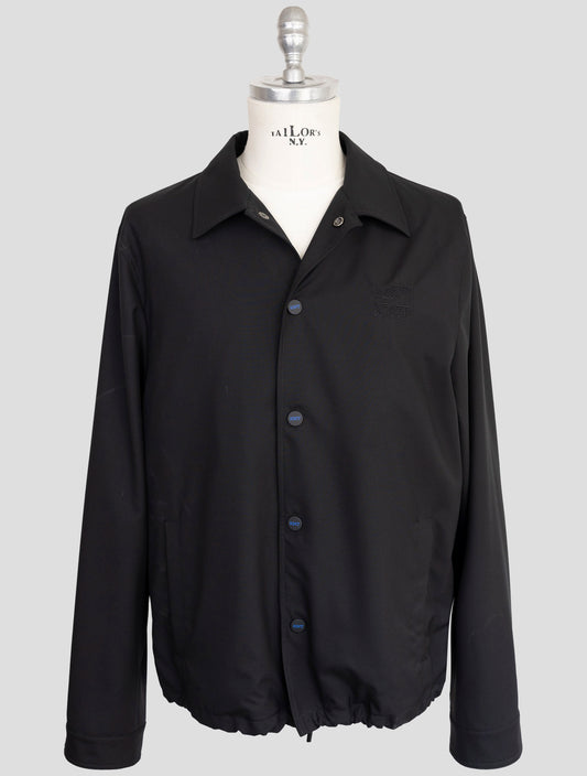 Kiton Knt Black Virgin Wool Coat
