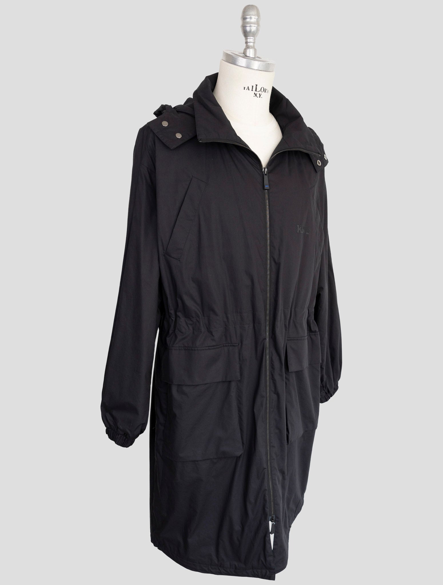 Kiton Knt Black Cotton Overoat