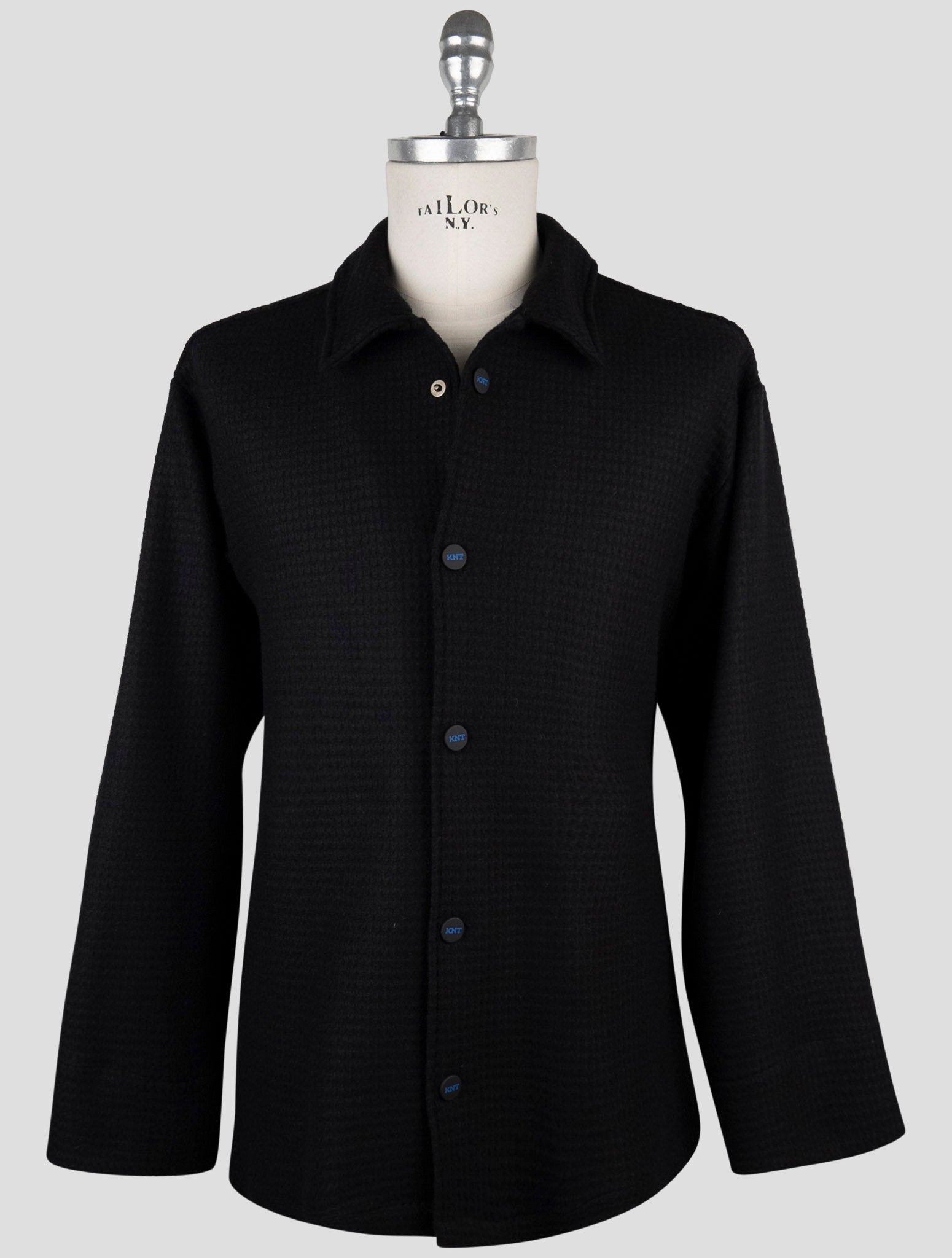 Kiton Knt Black Wool Pa Coat