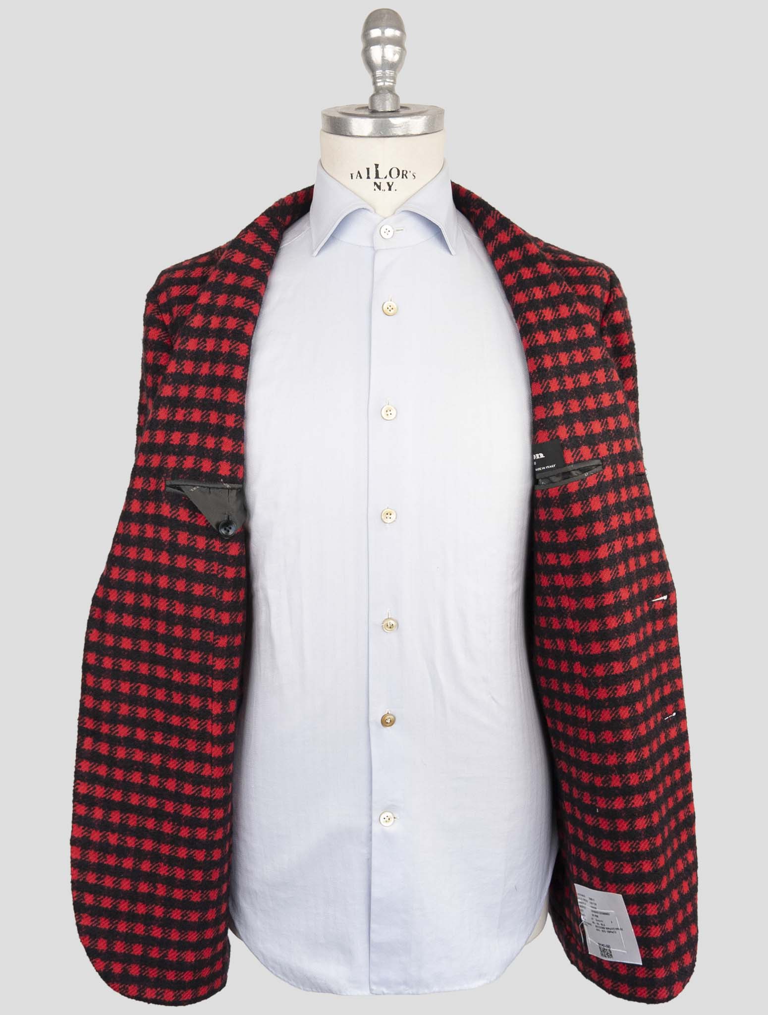 Kiton Black Red Cashmere Silk Blazer