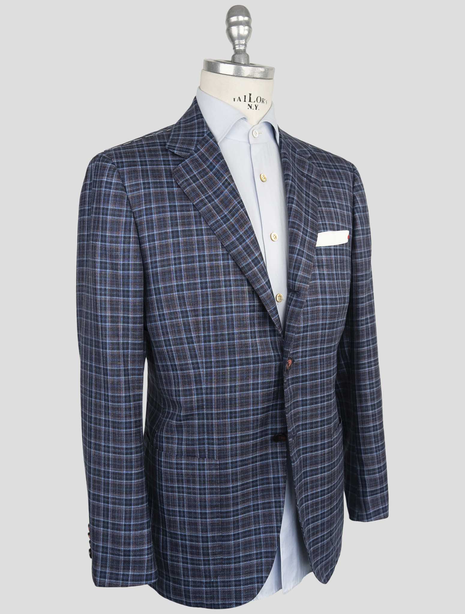 Kiton Blue Cashmere Silk Linen Blazer
