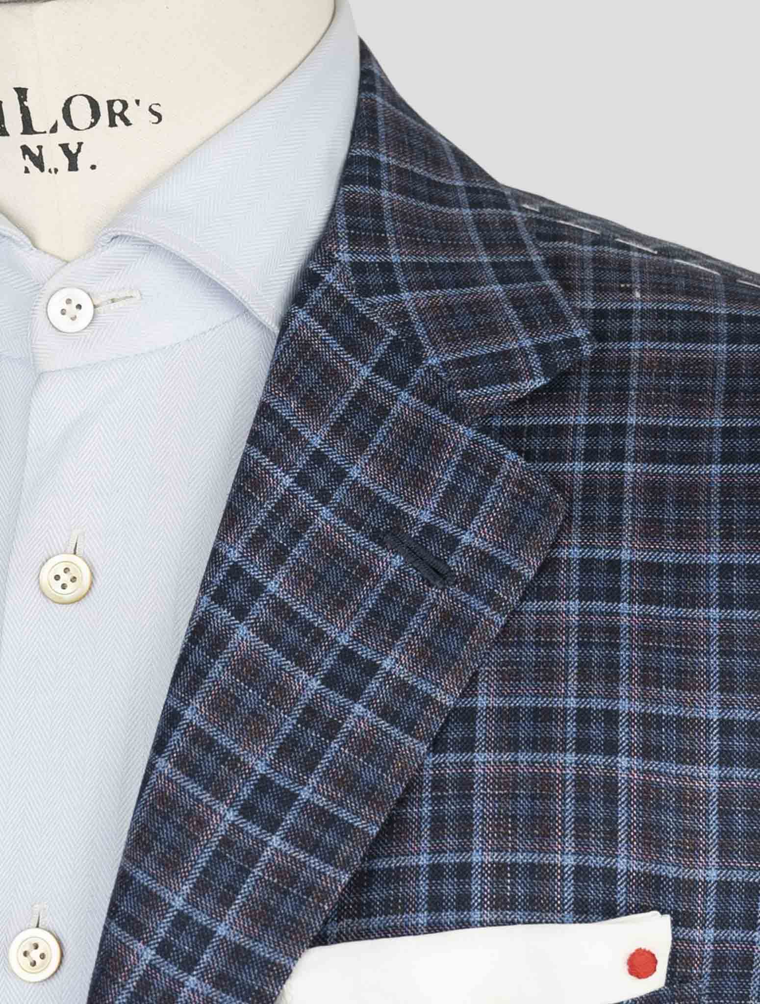 Kiton Blue Cashmere Silk Linen Blazer