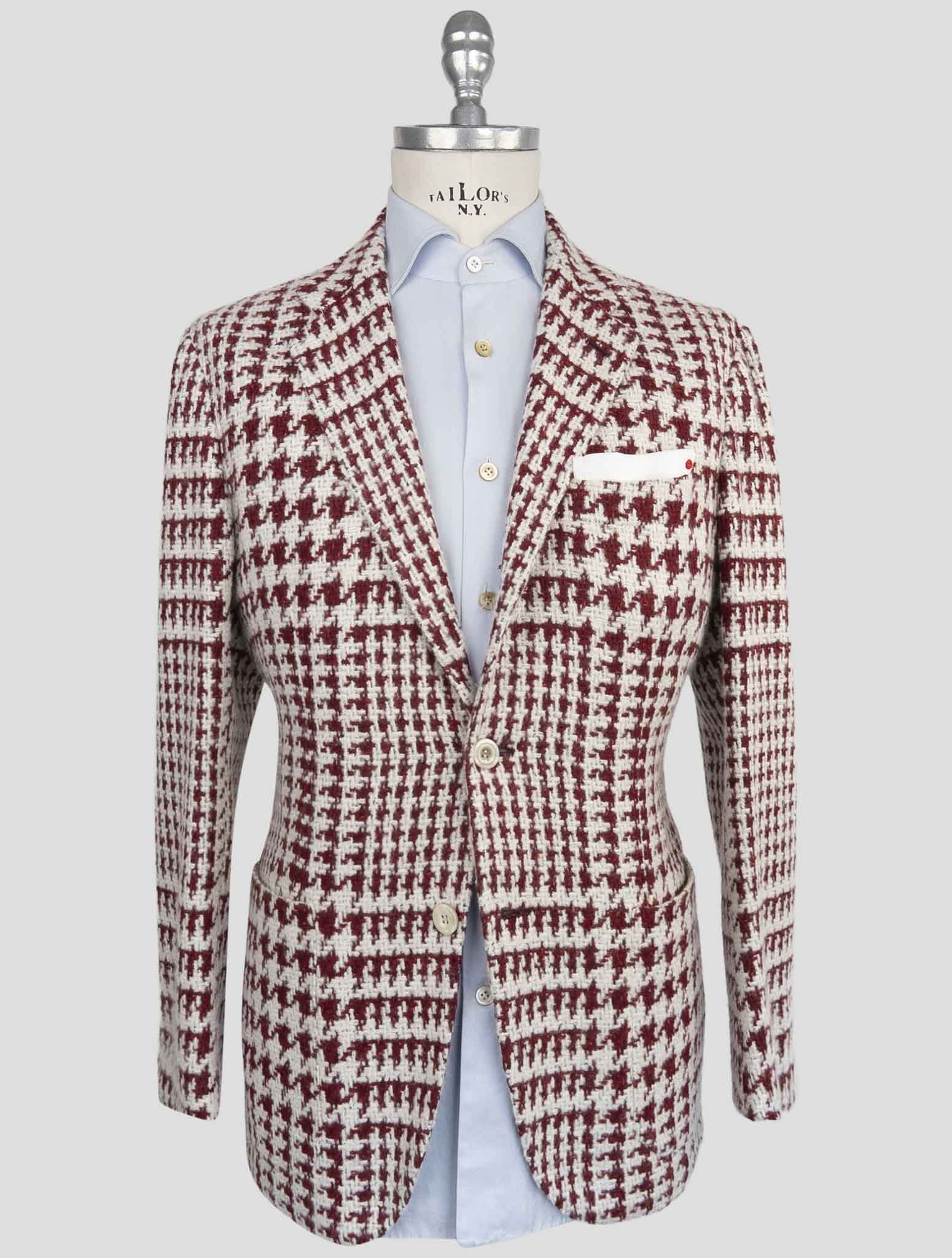 Kiton Red White Cashmere Silk Blazer