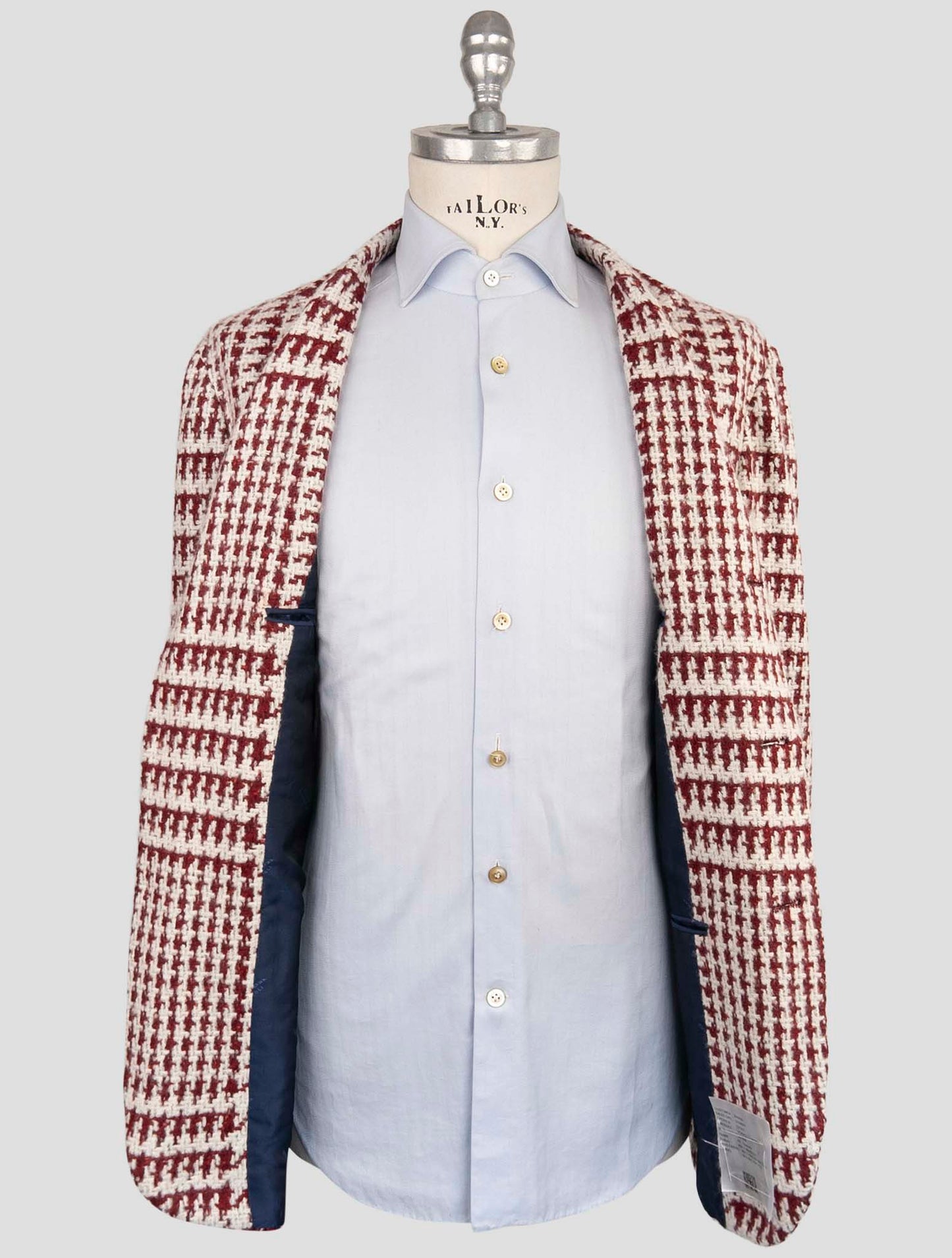Kiton Red White Cashmere Silk Blazer