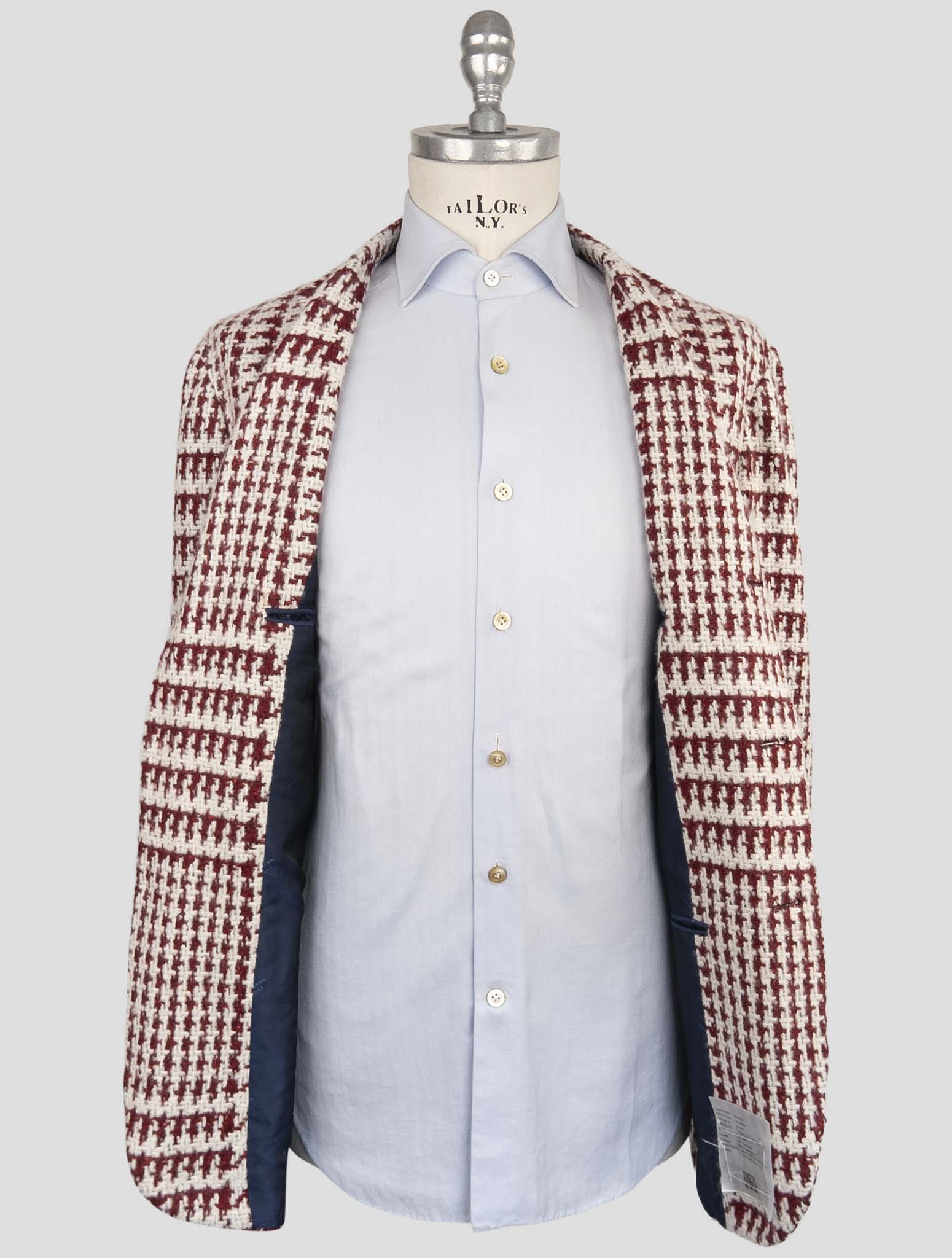 Kiton Red White Cashmere Silk Blazer