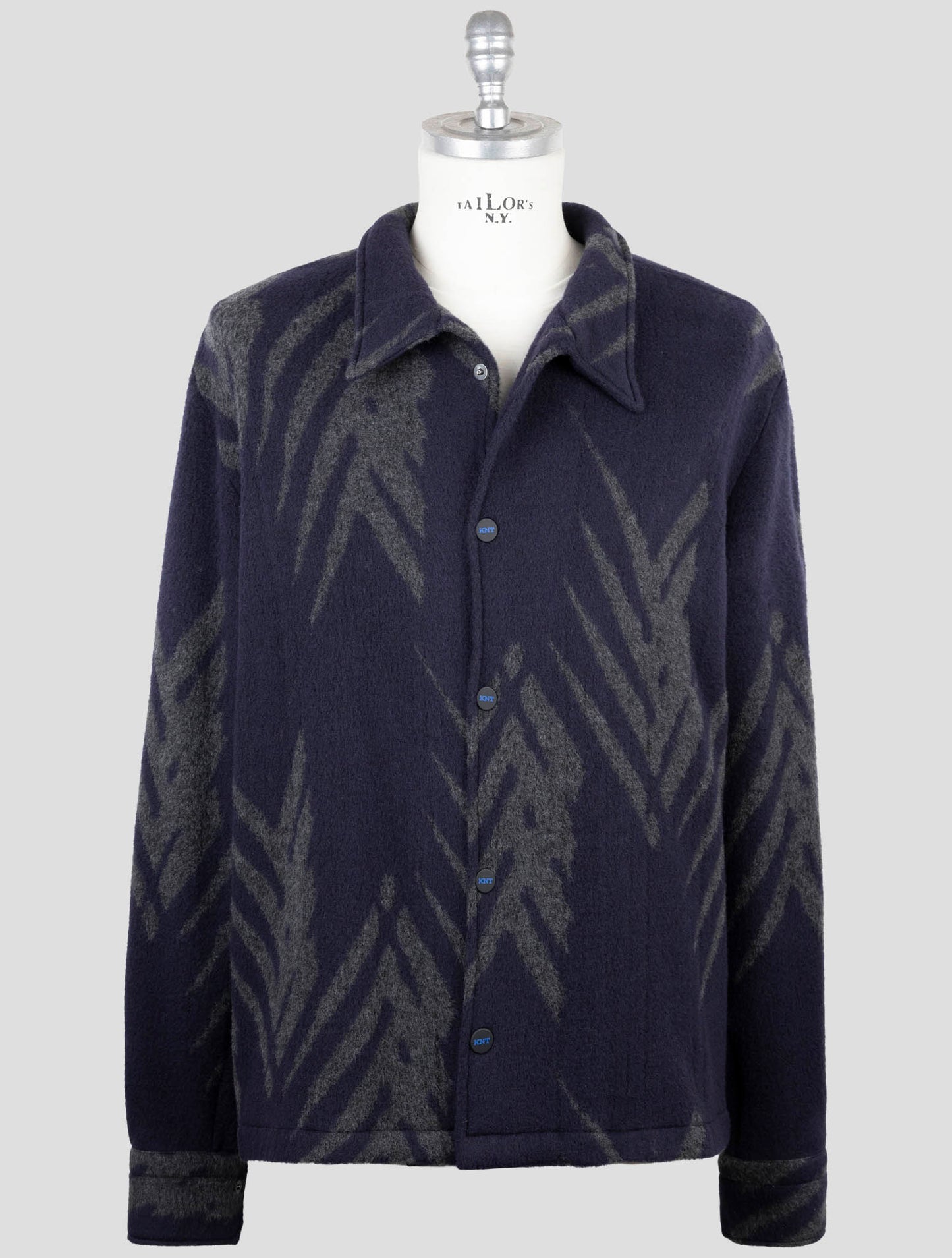 Kiton Knt Blue Gray Cashmere Pa Coat