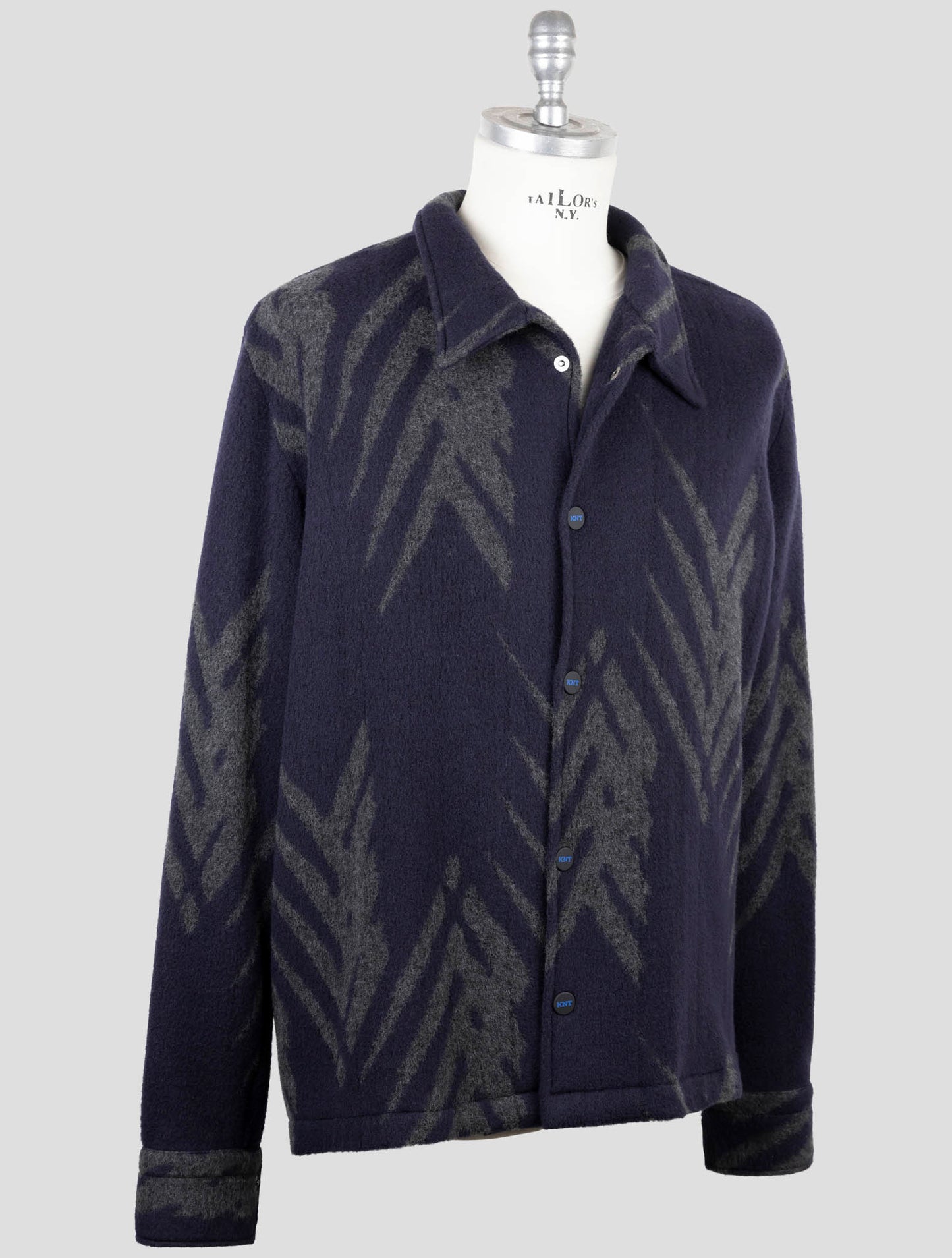 Kiton Knt Blue Gray Cashmere Pa Coat