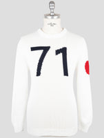 Kiton White Cotton Sweater Crewneck