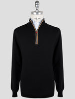 Kiton Black Cashmere Sweater Half Zip