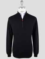 Kiton Black Cashmere Sweater Half Zip