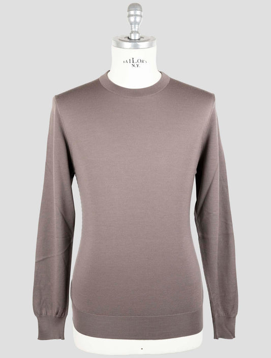 Kiton Brown Wool Sweater Crewneck