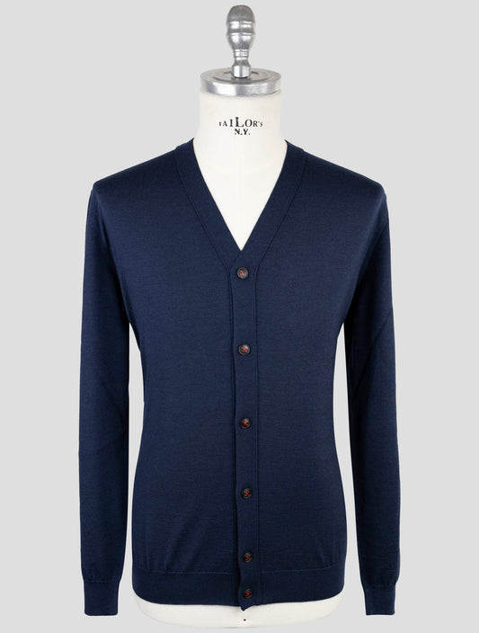 Kiton Blue Cashmere Silk Sweater Cardigan