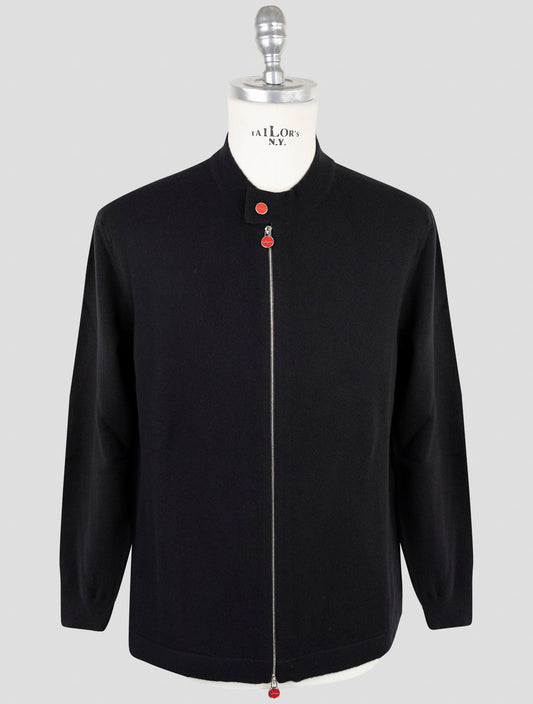 Kiton Black Wool Sweater Full Zip