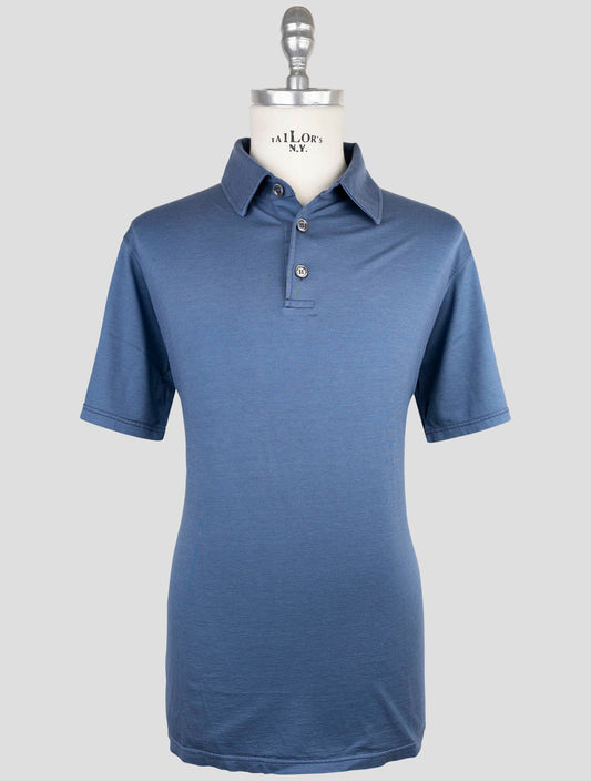 Kiton Blue Silk Cotton Polo