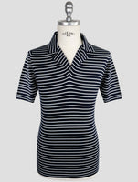Kiton Blue White Cotton Polo