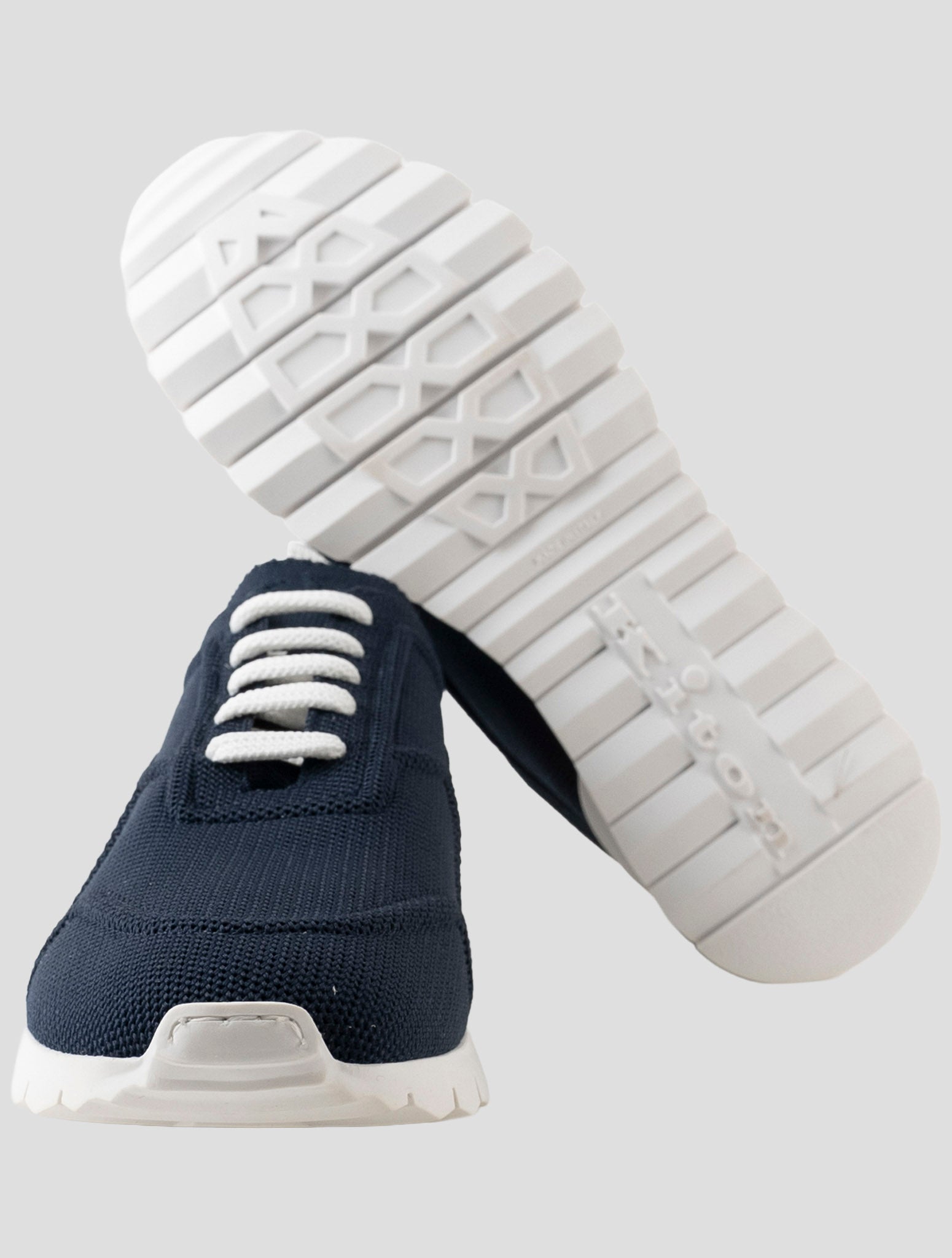 Kiton Blue Cotton Ea Sneakers