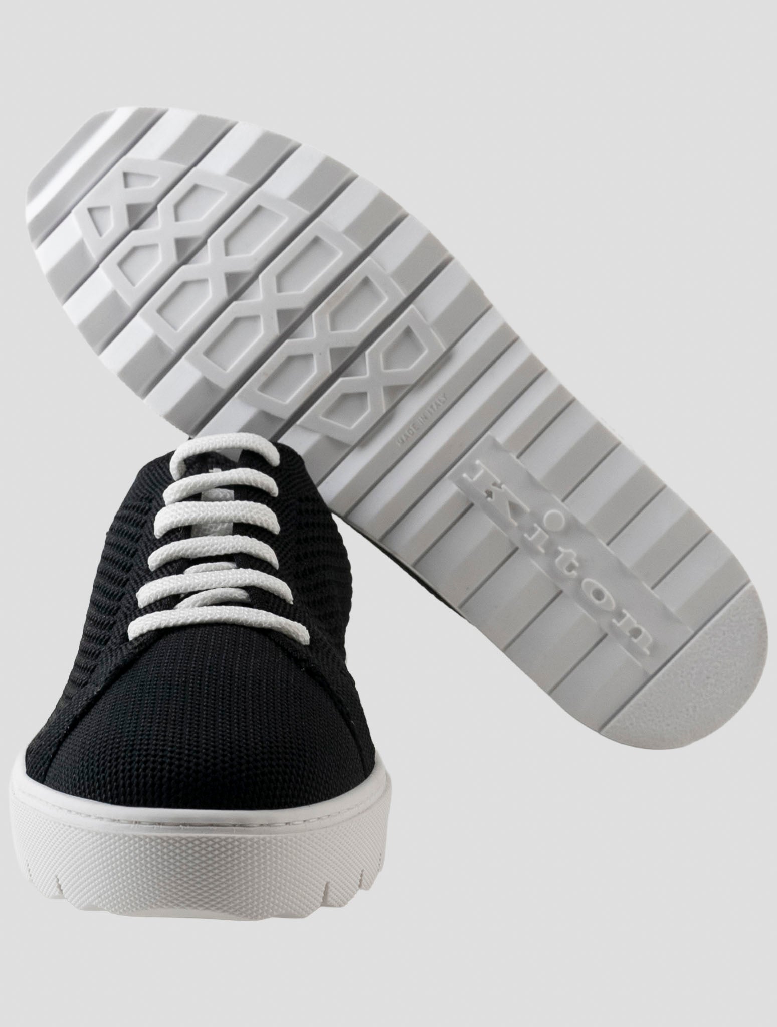 Kiton Black Cotton Ea Sneakers