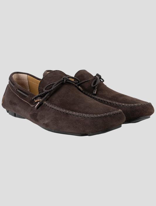 Kiton Brown Leather Suede Loafers