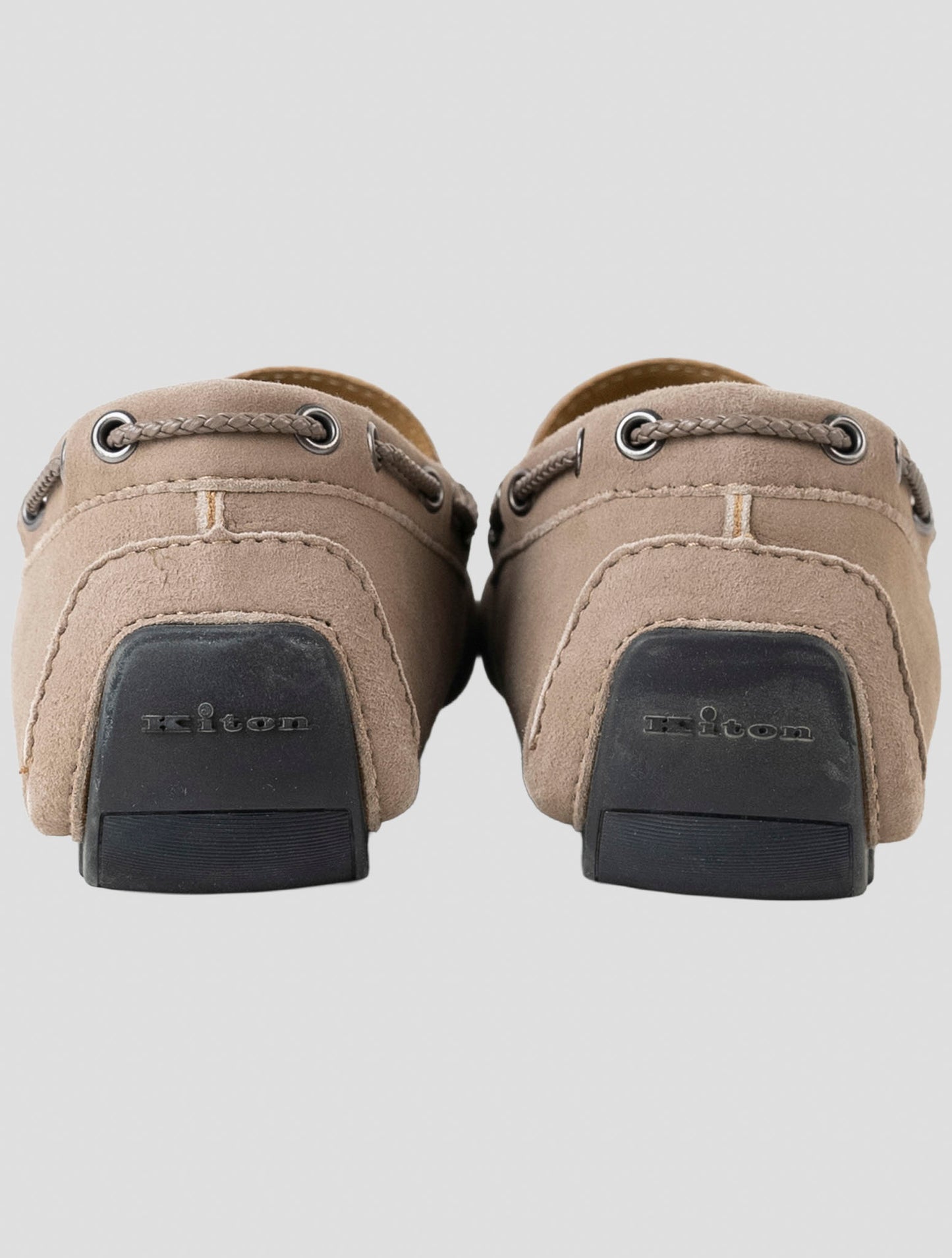 Kiton Beige Leather Suede Loafers
