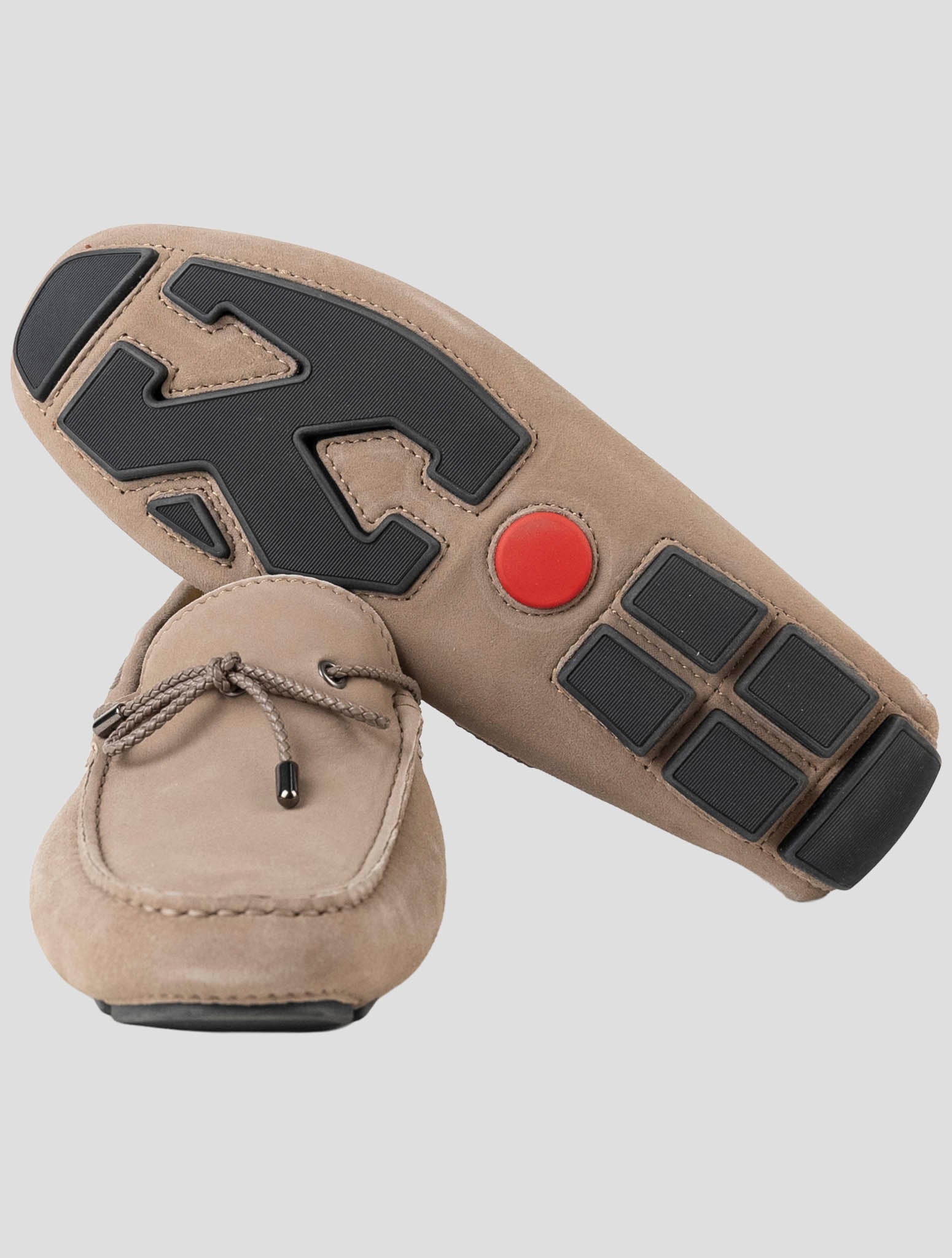 Kiton Beige Leather Suede Loafers