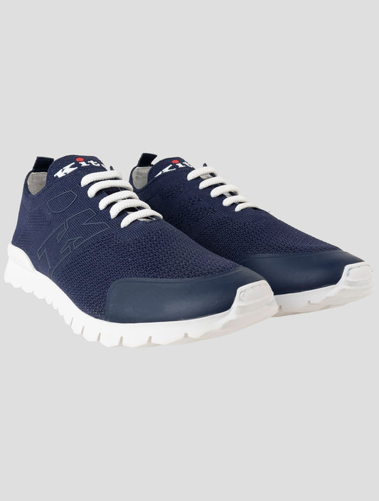 Kiton Blue Cotton Ea Sneakers