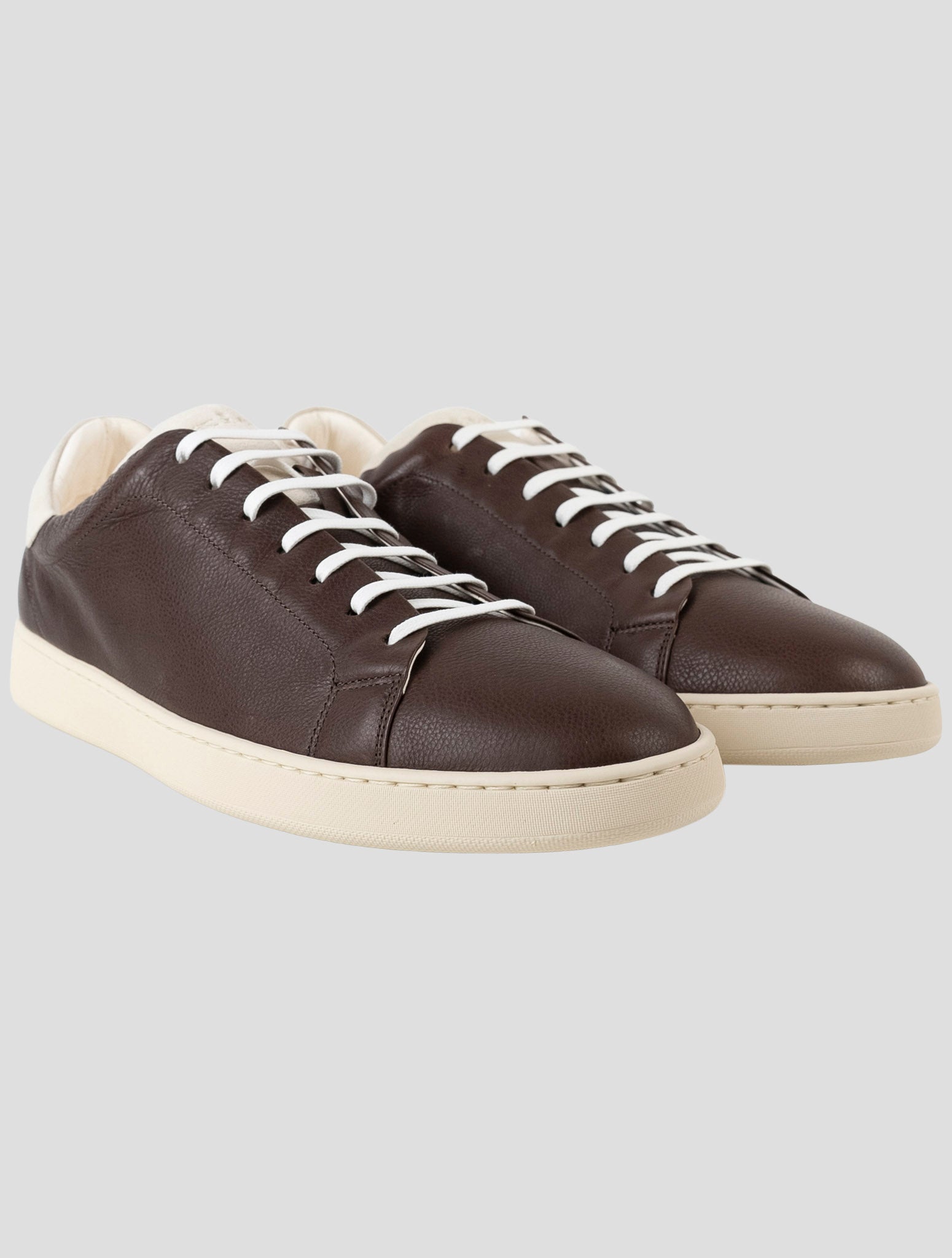 Kiton Brown Leather  Sneakers