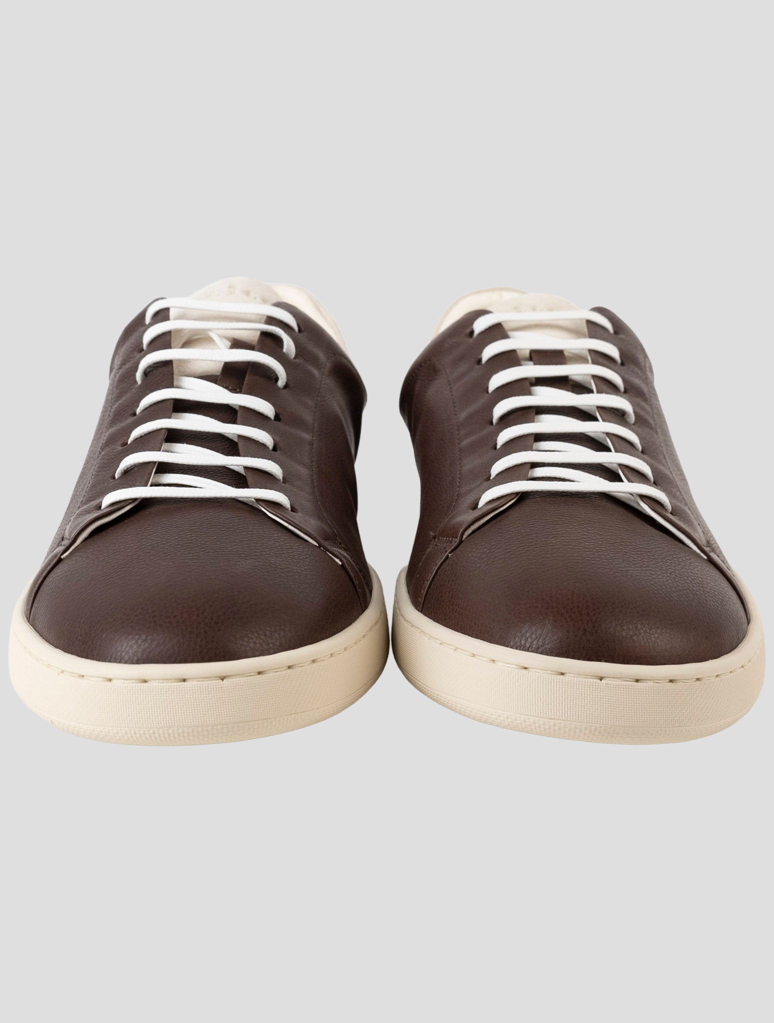 Kiton Brown Leather  Sneakers