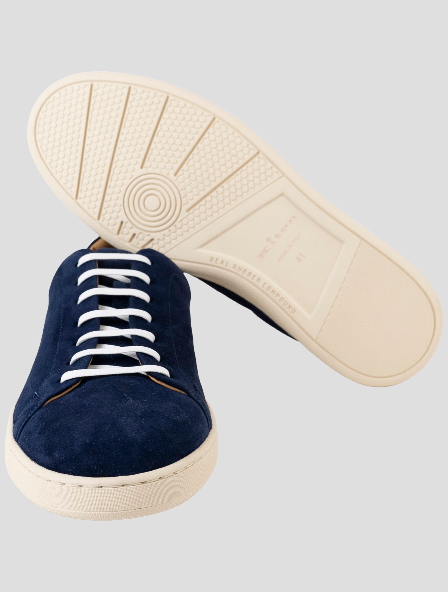 Kiton Blue Leather Suede Sneakers